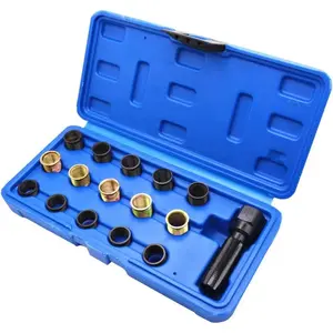 Spark Plug Repair Kit 16Pcs Carbon Steel Spark Plug Tap Thread Repair Tools M14 X 1.25 Rethreading Set with Portable Case