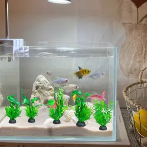 5-piece aquarium decoration simulation of small green aquatic plants, used for aquarium landscaping fish to hide random styles