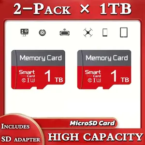 2 Pack 1TB Micro SD TF Memory Card U3 Class 10 With SD Adapter