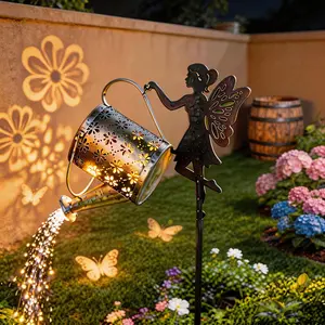 garden decor solar outdoor  lights/ solar garden light Solar Watering Can with Cascading Lights,  Outdoor Garden Decor, Gift Patio Yard Lawn WaterproofIP67 Lamps LED Chandelier outdoor fun