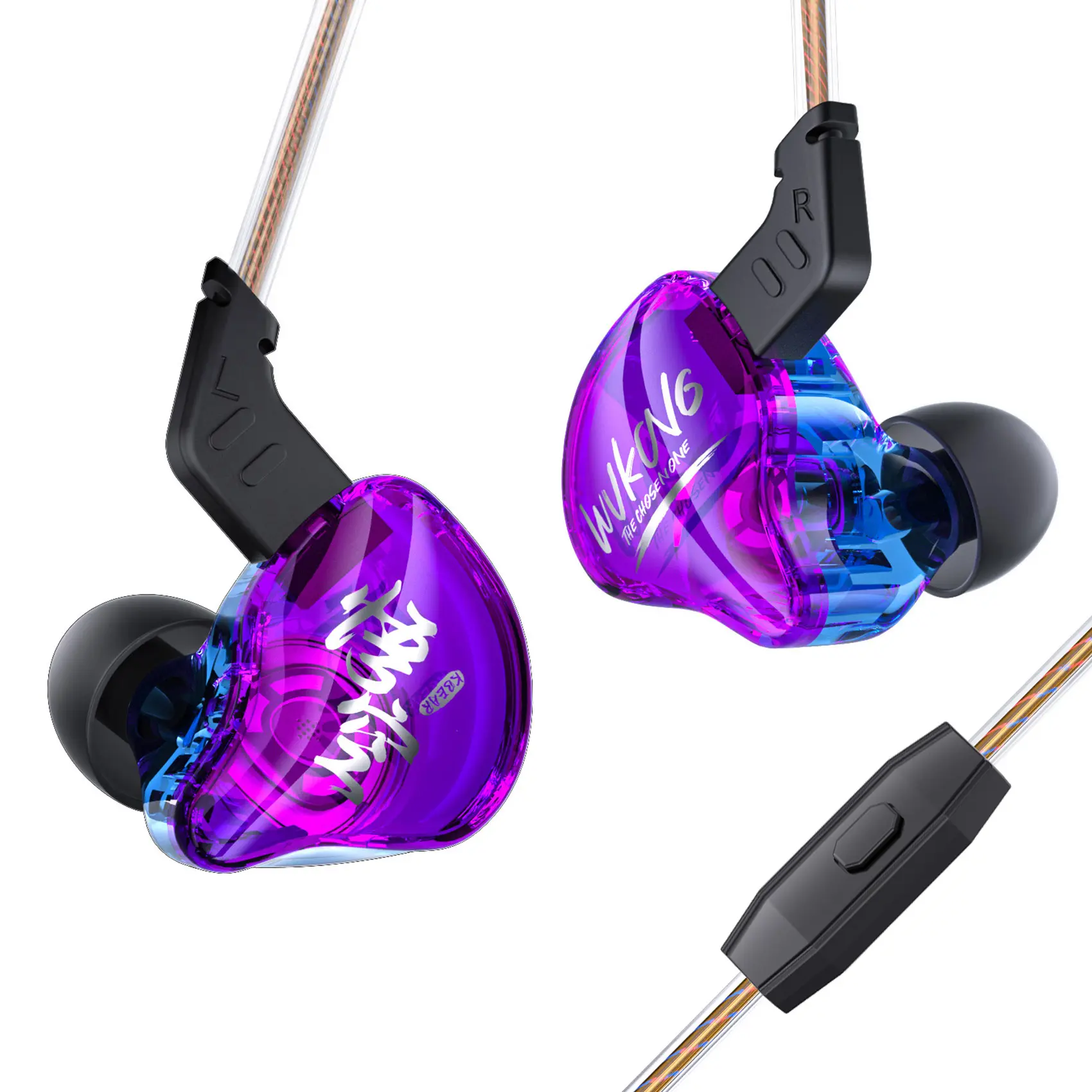 Keephifi Gaming Earbuds KBEAR K01-MONKIE Wired Immersive Headsets HIFI Sound Noise-Free 3.5mm Plug OFC Cable for Games Music Podcast Non-detachable Single DD Earphones Electronic Audio, Hifi Stereo Earbuds, Includes Ear Tips