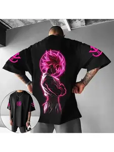 Dragon Ball Japanese Anime Goku Men's T-shirt SummerBoy Y2K Harajuku Casual Short Sleeve Summer Men's and Women's Fashion Trend Loose Large Top Comfortable and Breathable Round Neck Hoodie Short Sleeve Y2K