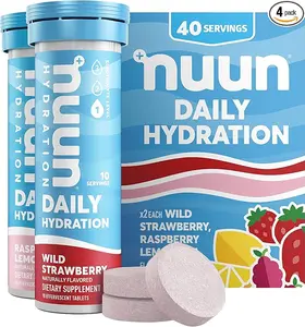 Nuun Hydration Daily, Wellness Electrolyte Tablets, Mixed Berry, No Sugar, 5 Essential Electrolytes for Hydration, Vegan, Gluten Free, 4 Pack