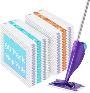 60 Pack Disposable Mop Pad Refillsfor Swiffer Wet Pads Refill Replacement for Swiffer Wetjet Spray Mop, 4 Layers Thickened Extra Strong Dirt Locking and Water Absorbent, Powerful Stain Removal Hakfhsd