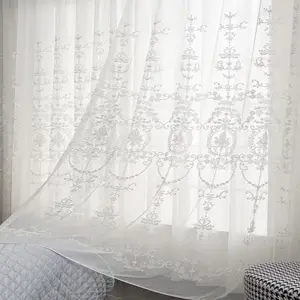 Elegant Embroidered Drapes with Sunshade and Heat Insulation, Perfect for Living Room Bedroom and Study, Korean Style Window Curtains
