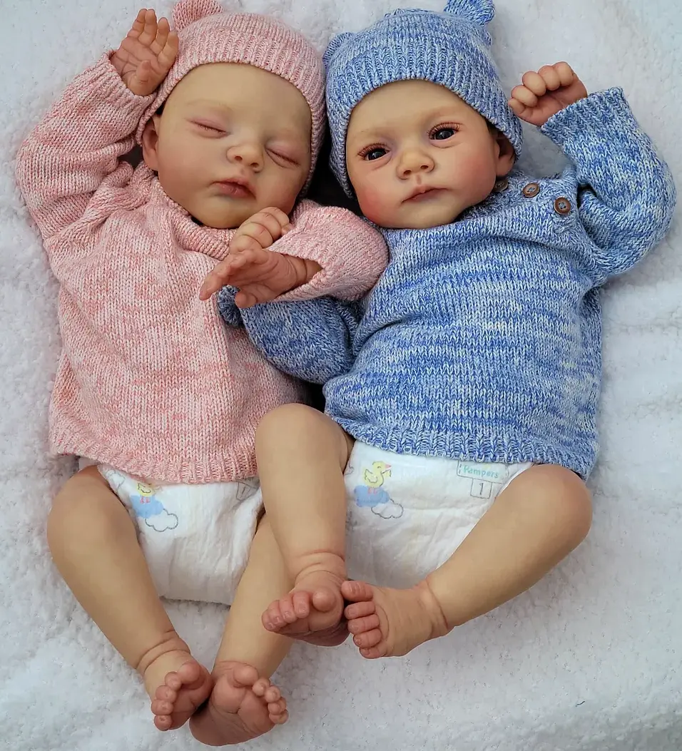 Realistic Reborn Baby Dolls 19Inch Irys & Lily Newborn Dolls with Soft Cloth Body Lifelike Reborn Baby Dolls Birthday Gift for Kids Age 3+ christmas year birthday present toys girl collector
