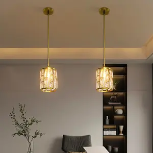 CNCEST 2-Pack Luxury Gold Ceiling Fixture - 3-Level Suspension Rods, E26 Socket, Vintage Industrial Modern Pendant for Home Decorative Lighting