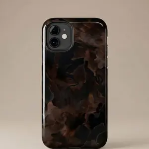 Dark Brown Tortoise Shell Marble Phone Case | Tough Phone Case Preppy for iPhone 17 16 15 14 13 12 11 Pro Max, Samsung S24 S23 S22 Ultra