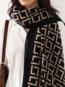 Women's Breathable Jersey Hijab Scarf, Soft & Comfortable Geometric Pattern Print Fabric, Suitable for Winter Occasions