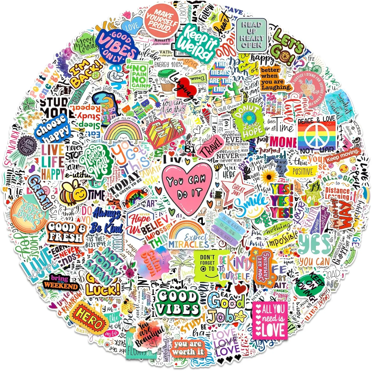 300 PCS Vinyl Inspirational Quote Stickers, Office Stationery for Adults - Water Bottle, Laptop, Journal Scrapbook Vision Board Supplies