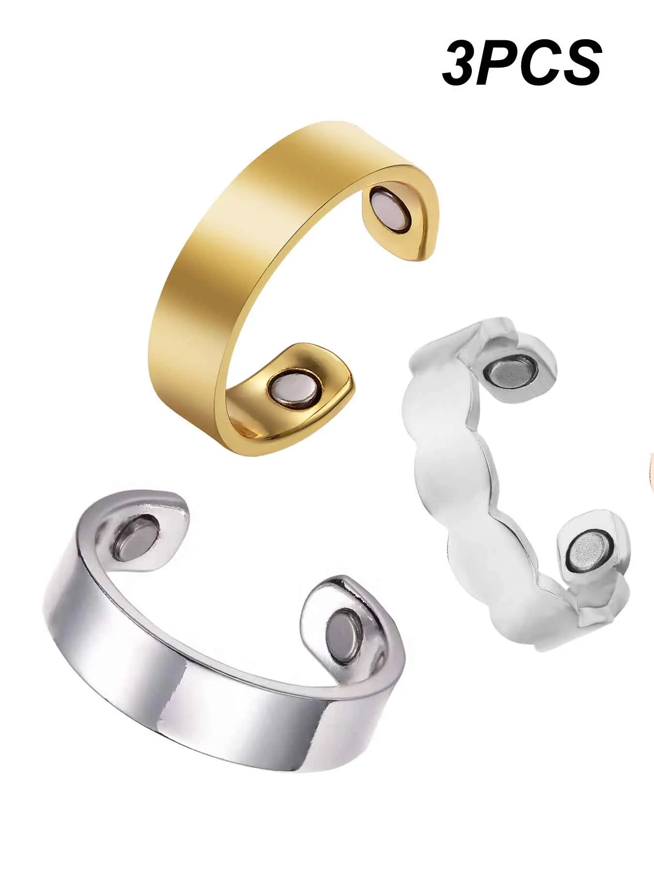 Women's 99.99% Pure Copper Ring Set, 3 Magnetic Rings, Super Strong Magnet, Adjustable Size, Sexy Style, All Seasons, Stackable Finger Rings, Fashion Stackable Rings