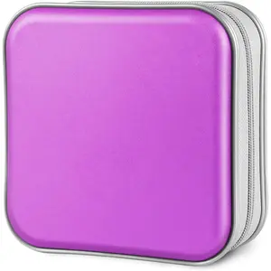CD Case, 40 Capacity CD/DVD Case Holders Wallet Hard Plastic DVD Disc Cases Storage Binder for  Home Office Travel (Purple)