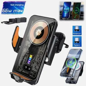 66W Fast Wireless Car Charger with Automatic Clamping Mount Air Vent Phone Holder 360° Adjustable Viewing & Qi-Enabled Compatibility