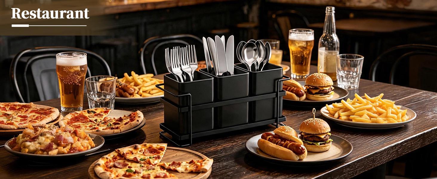 San Dream Kitchen Utensil Holder, Multi‑Compartment Black Metal Utensil Storage Caddy, Large Capacity Cooking Tool Organizer for Kitchen Countertop