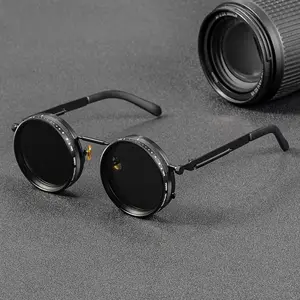 1psc Polarized Round Sunglasses ND9 Adjustable Dimming Men Women Retro Punk Men's Fishing Eyeglasses Outdoor Shades UV400