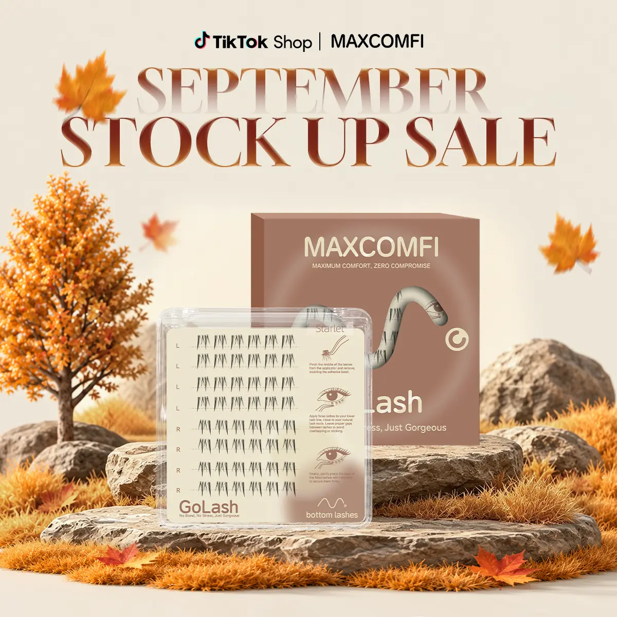 Maxcomfi Individual Single Lower Lashes - Cosmetic Polyamide False Eyelashes & Adhesives, Starlet Style Natural Under Eye Make Up Lashes for Comfortable Application