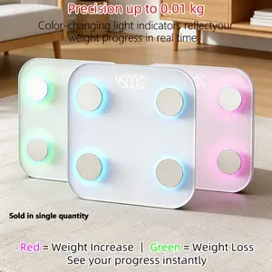 Smart Body Fat Scale, Body Fat Monitor, Adult Bathroom Scale, Outdoor Fitness Manager, Bmi & Body Composition Analyzer, 7-Color LED, APP Compatible