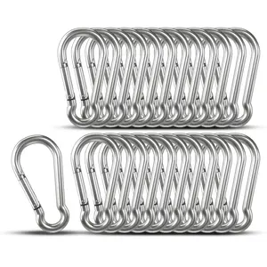 25Pcs 1.57 inch Carabiners Heavy Duty,304 Stainless Steel Spring Snap Hook Fits Camping Hiking,Metal Clips for Rope Chain Keys Rings,Small Clip Hooks