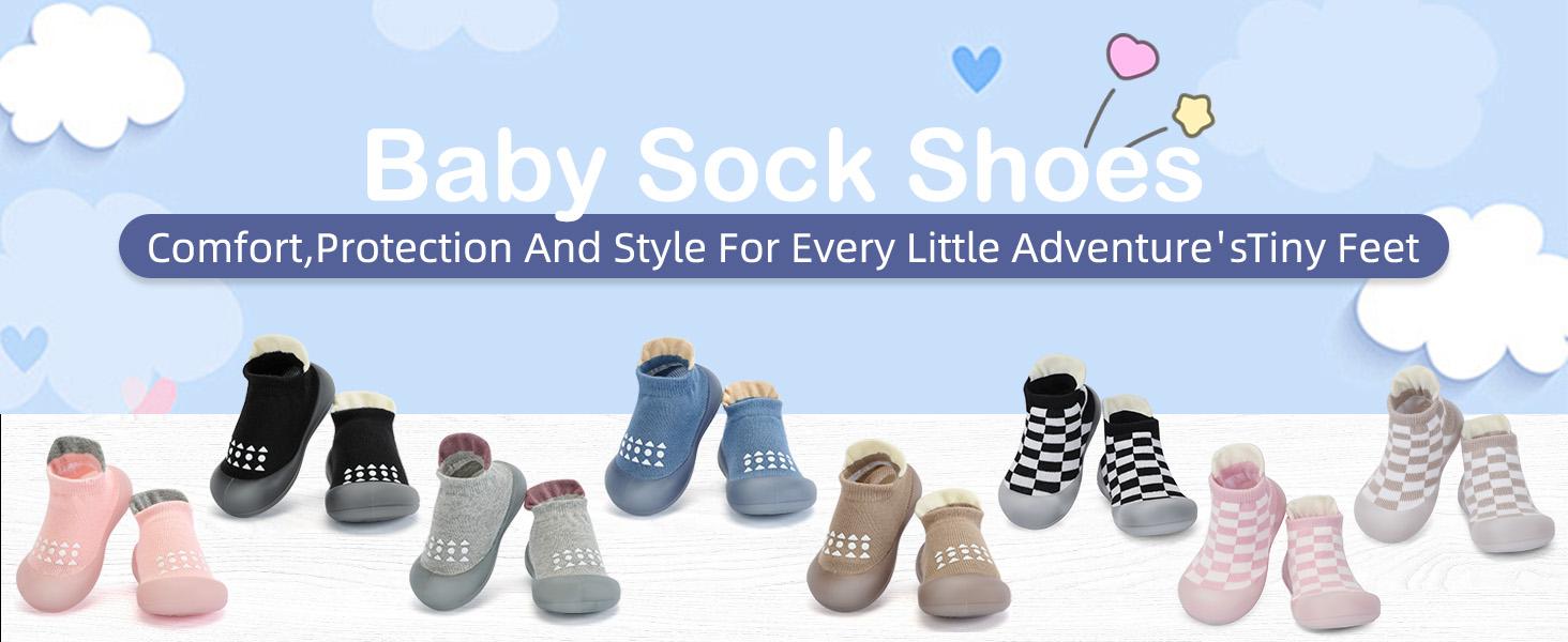 Baby Sock Shoes Infant Slippers Newborn Crib Shoes Toddler Shoes for 6 9 12 24 36months Boys Girls Toddlers Indoor Outdoor Adorable Walking Shoes Lightweight Breathable Durable little kids Sneakers for 0 1 2 3yrs old