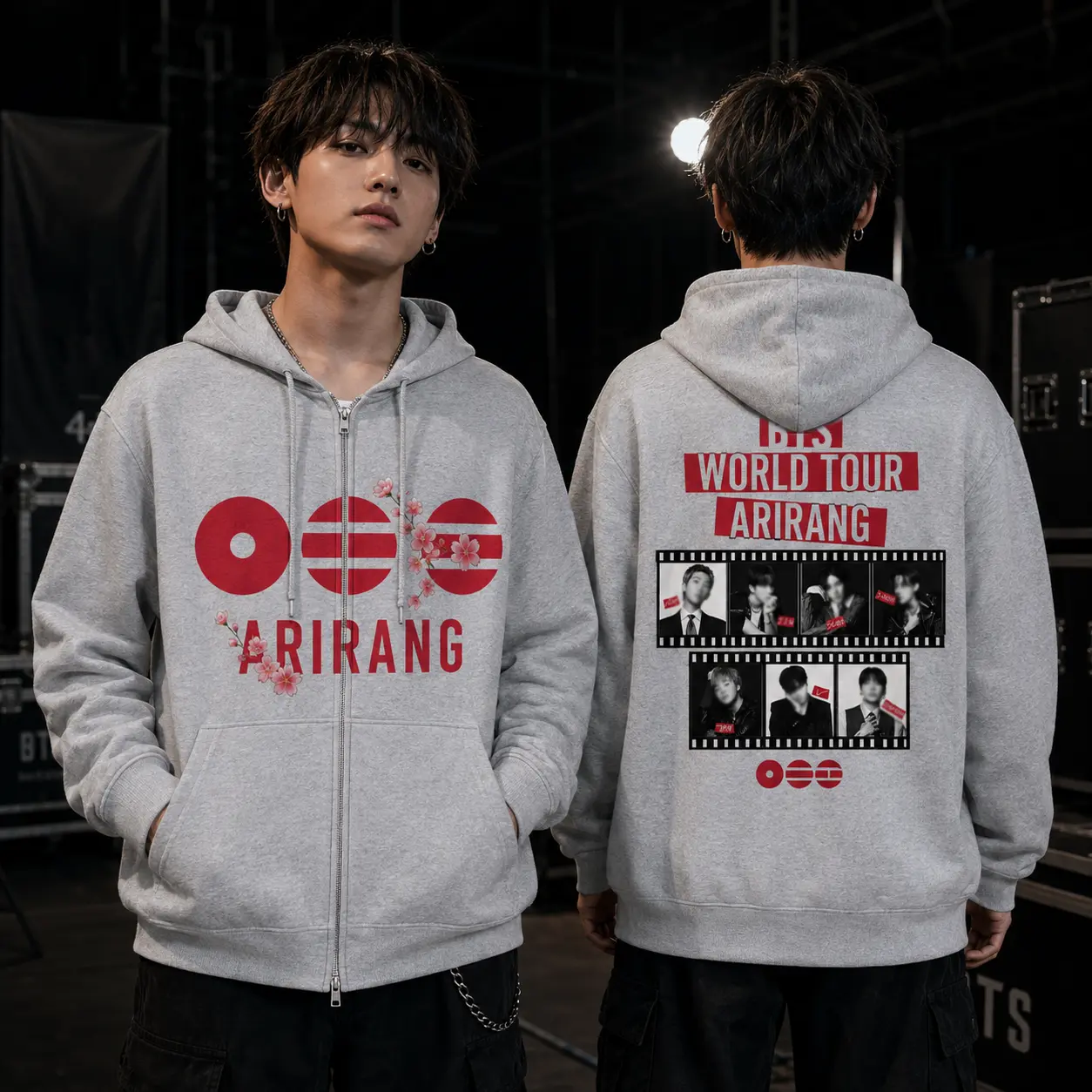 ARIRANG Kpop Hooded Zip Sweatshirt, 2026 Kpop Tour Merch, Hoodie Zip Concert Outfit, Hooded Sweatshirt With Front Pocket, Casual Daily Streetwear, Zip Hoodie, Trendy Graphic Hoodies, Hooded Top
