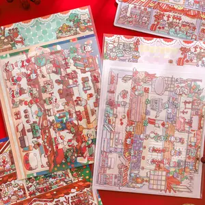 6 minimalistic miniature scene sticker sets Minimalist New Year scene theme Minimalist style PET waterproof material Self adhesive DIY journal decoration scrapbook material sticker pack