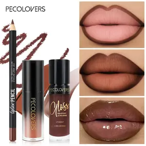 3-Piece Velvet-Texture Nude Lip Makeup Set, Includes Lip Liner, Lip Gloss & Lip Oil, Waterproof & Matte Finish, 3-in-1 Long-Lasting Nude Lip Makeup Kit for Women
