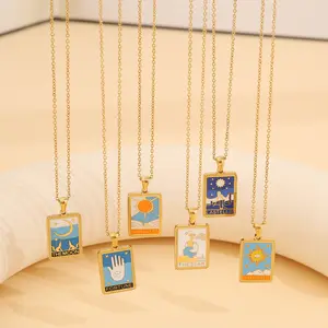 Tarot Necklace - Dainty Witchy Necklace with Wheel of Fortune & The Sun & The Lovers Pendants, Spiritual Jewelry for Best Friend Gifts