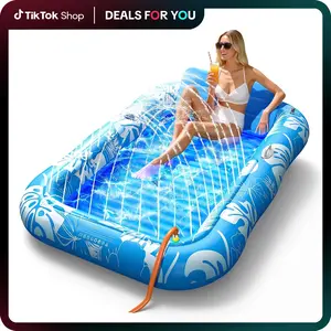 Tanning Pool for Adults - 85"x57" XL Inflatable Pool Float with Comfort Pillow, Lounger Design, and Pool Floor for Swimming Pools Sunbathing Tub