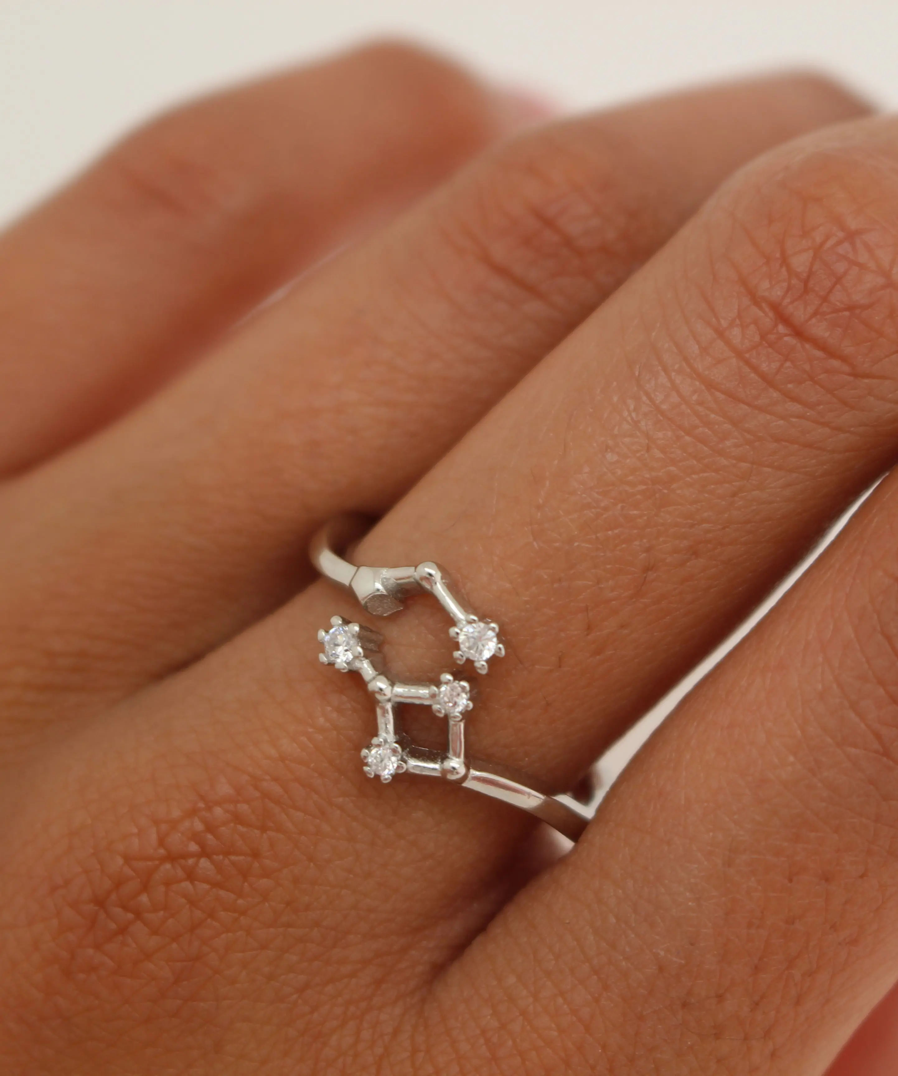 Unisex 12 Constellation Sterling Silver CZ Ring, Multi-Size, Suitable for Casual Wear