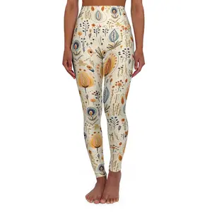 Boho Floral Pattern Leggings | High Waisted Yoga Leggings