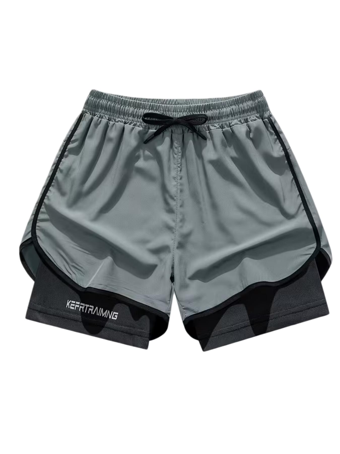 Men’s quick-dry outdoor sports shorts, breathable and comfortable, with pockets and drawstring, elastic waistband, suitable for outdoor fitness activities.