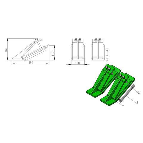 Tractor Bucket Protector, 2pcs Edge Protector, 11" Long Turf Tamer Skid Protector, Heavy Duty Steel Bucket for Removal, Spreading Gravel, L-shaped Socket Wrench