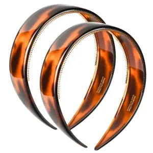 Extra Wide French Headband 1.25 Inch Cellulose Acetate Hairband for Women (Set of 2)