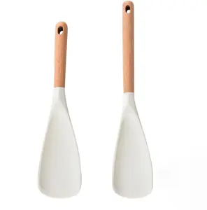 Heat-Resistant Silicone Spoon for Cooking – Wooden Handle, Non-Stick, Ideal for Stirring, Scooping & Scraping Pots