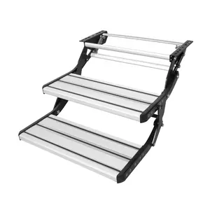VEVOR RV Steps,  2-Step, Manual Retractable RV Stairs, Foldable, 440 LBS Load Capacity, Aluminum Alloy Steps, Thickened Steel Plate, Non-Slip Steps for Safe Entry and Exit, RV, Trailer, Camper Steps