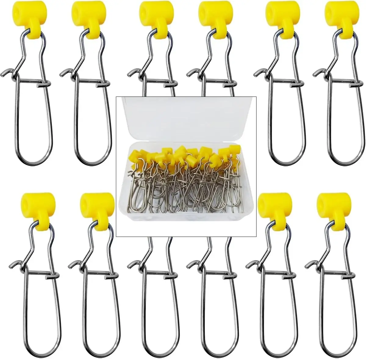 40Pcs Stainless Steel Fishing Line Sinker Slides Catfishing Rig with Duo Lock Snaps Heavy Duty Sinker Slider Swivel Snap Kit for Fishing Tackle