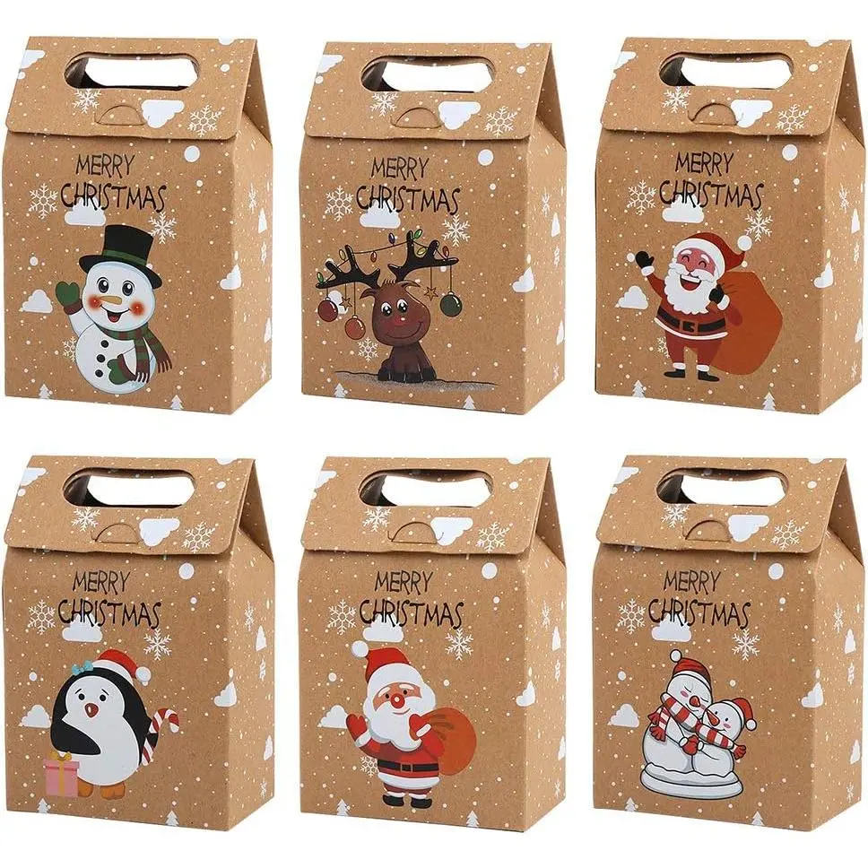 24pcs Kraft Paper Christmas Treat Bags - Cookie Bags, Party Favor Packs for Christmas Party Gift Packing Supplies, Cookie Bag