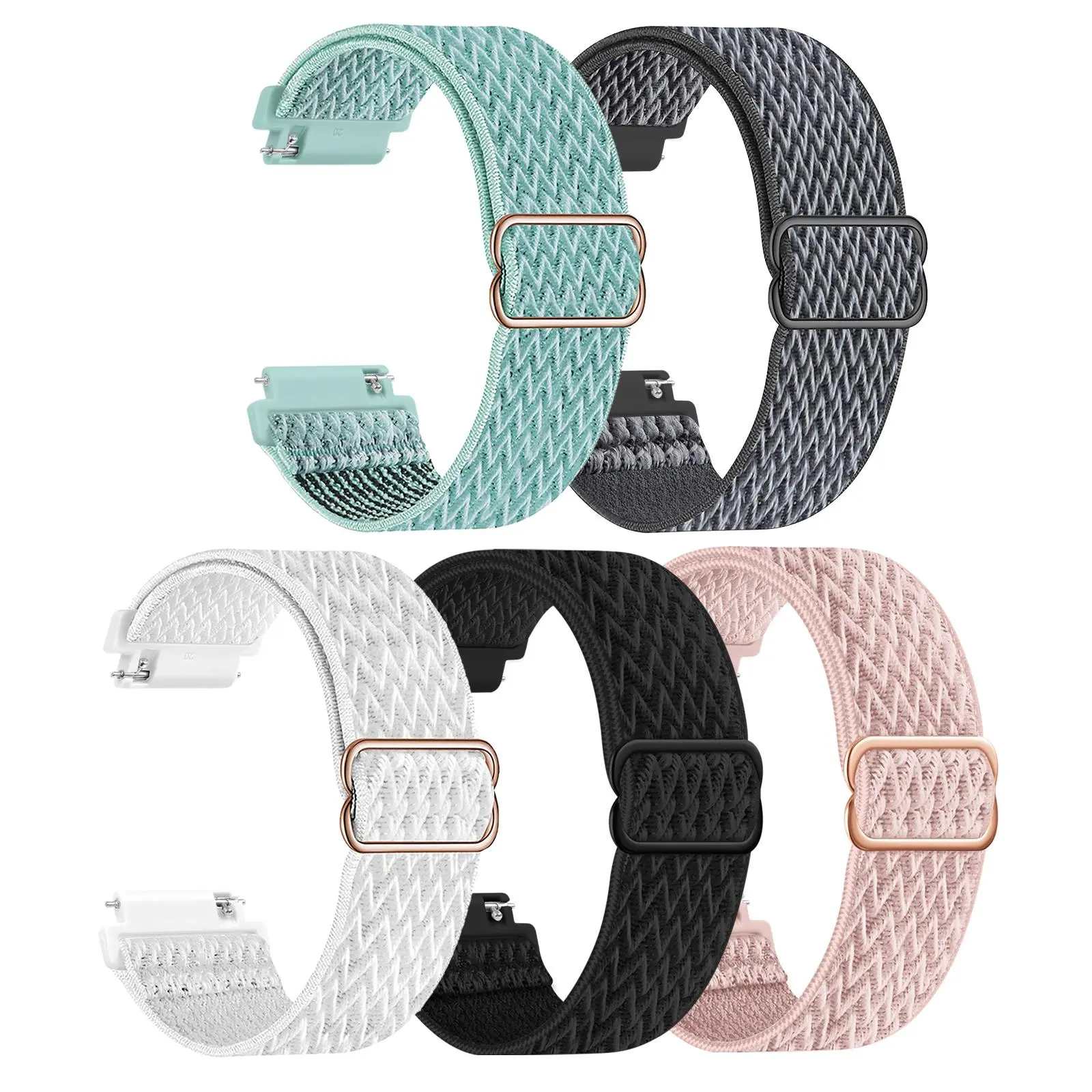 Adjustable Nylon Sport Band, 5 Elastic Bands Compatible with Samsung Galaxy Watch 7 6 5 4 40mm 44mm/for Galaxy Watch 6 Classic Band 42mm 46mm/Watch 5 Pro Band 45mm/Active 2, Smart Watch Straps, Smartwatch Accessories