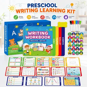 Reusable Grooved Handwriting Workbook for Kids, Learning Materials, 6 Books–Early Elementary, Covers Math, Words, Drawing –Gift for Children Lettering Spiral Notebook school supplies