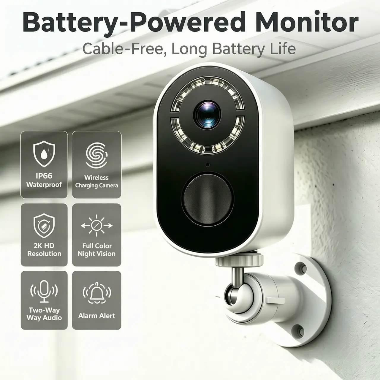 Wireless Solar Powered Outdoor Security Camera, 2K HD WiFi, Spotlight Two-Way Audio, Night Vision AI Motion Detection, Supports SD & Cloud Storage, Easy Install for Home