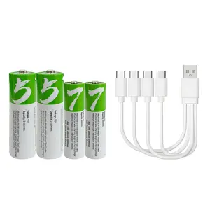 4-Pack USB Rechargeable Lithium Batteries, Includes 2 Aa & 2 Aaa, Portable Fast Charging, Ideal for Electronics & Devices