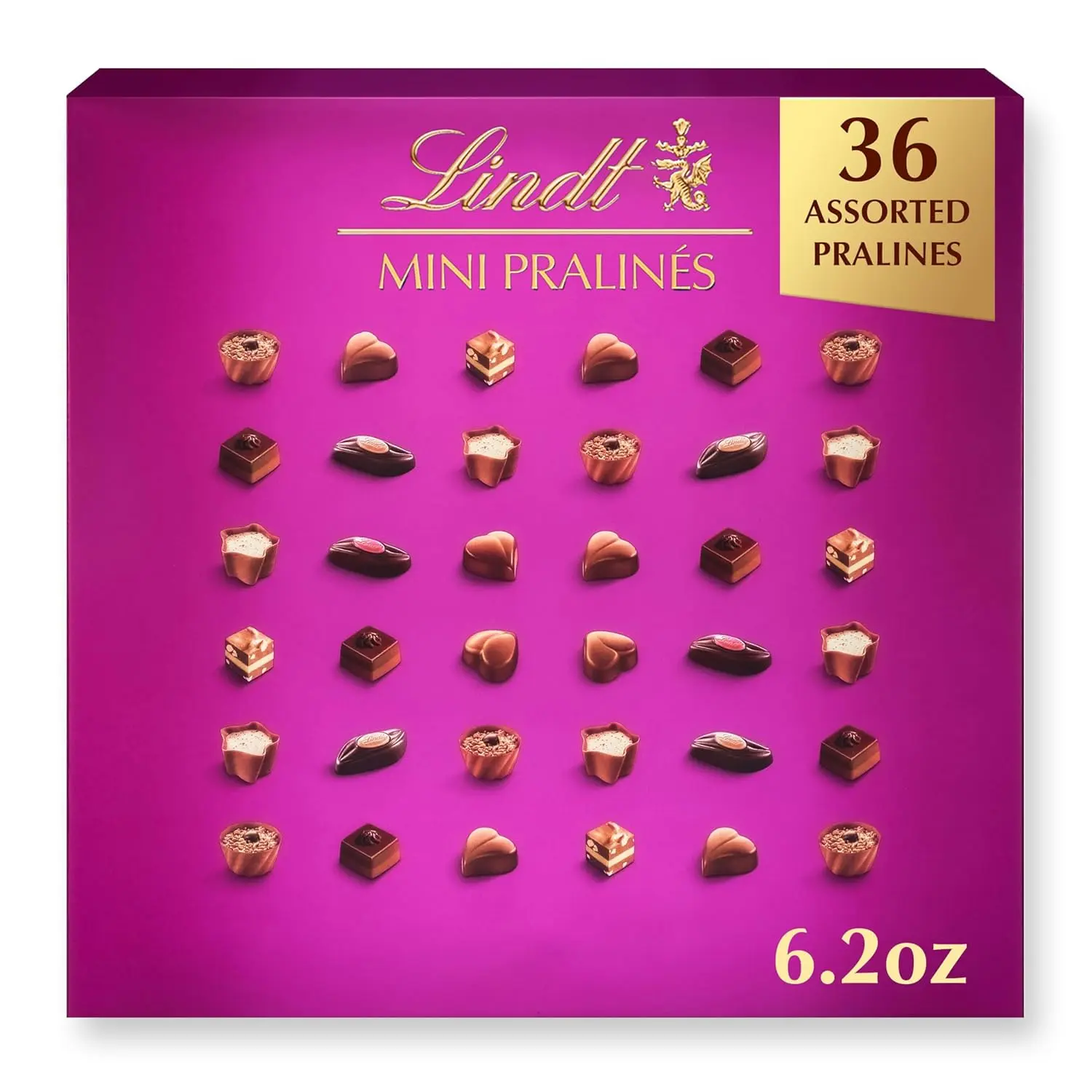 Lindt Mini Pralines Mixed Chocolate Snack, Assorted Premium-Filled Candies, Sweet Gift Option, 6.2 oz Gift Box