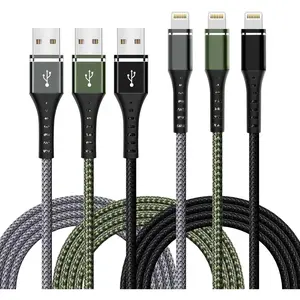 iPhone Charger Fast Charging 3-Pack 3FT Lightning Cable Nylon Braided iPhone Charger Cord Compatible with iPhone 14 13 12 11 Pro Max XR XS X 8 7 6 Plus SE iPad and More 3FT