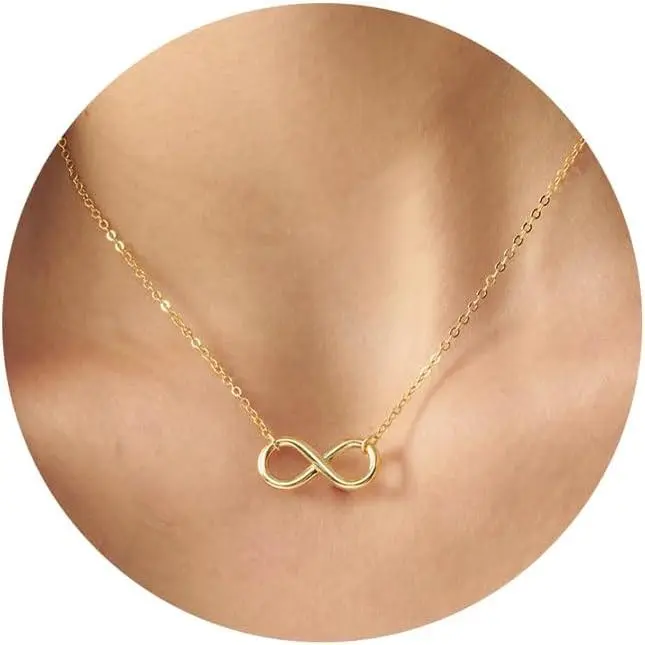 Dainty Gold Necklace for Women, 14k Gold Plated Butterfly Necklace Infinity Necklace Circle Necklaces Gold Heart Necklace Teardrop Necklace Simple Gold Necklace Jewelry for Women