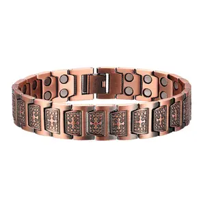 Red Copper Bracelet Magnetic Jewelry Pure Copper Retro Cross Bracelet