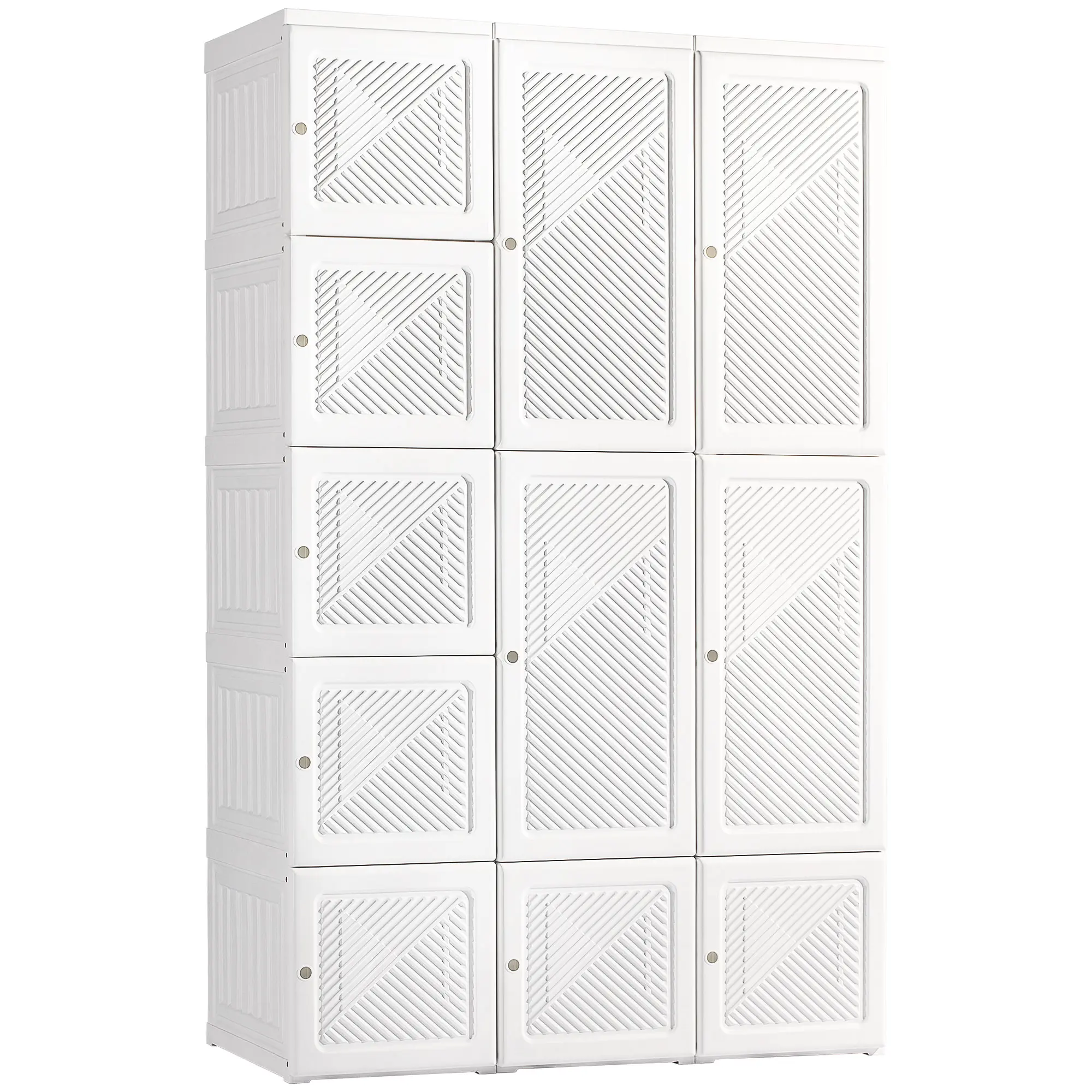 HOMCOM Portable Wardrobe Closet, Folding Clothes Storage Organizer with 8 Cube Compartments, 2 Hanging Rods, 11 Magnet Doors, White