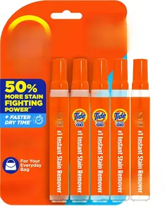 Stain Remover for Clothes, Tide To Go Pen, Instant Stain Remover for Clothes, Travel & Pocket Size, 5 Count (Pack of 1) Household