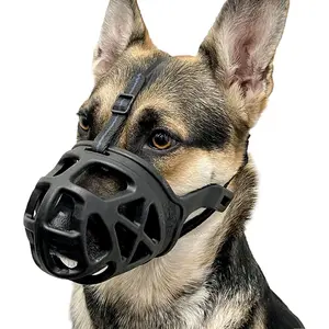 Dog Muzzle, Basket Muzzle for Biting, Chewing and Scavenging, Humane Cage Mouth Cover, Perfect for Grooming and Training Large Aggressive Reactive Dogs (L, Black) Adjustable Breathable Dog Muzzle