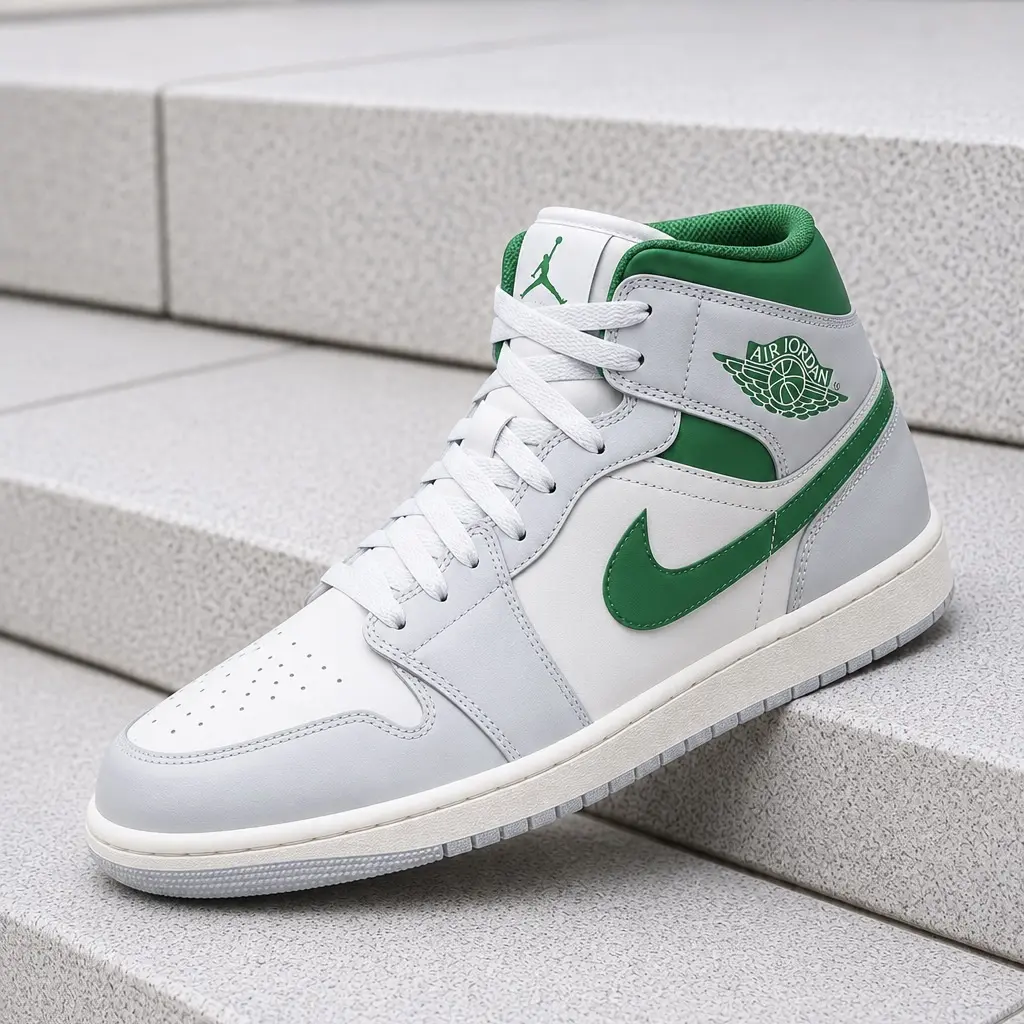 Nike Air Jordan 1 Mid White Pure Platinum Pine Green DQ8426-142 Men's Fashion Sneaker New