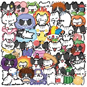 54pcs Cartoon Kitten Transparent PET Material Graffiti Stickers, Suitable for Suitcases, Phone Cases, Laptops, Helmets, Skateboards, Waterproof Decorative DIY Creative Stickers